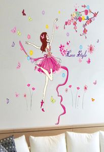Балетная мультяшная наклейка на стену для девочек, танцующая эльфийская фея, украшение на стену для дивана, фон для детей, залог 9546637