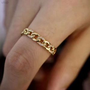 18k Solid Gold Diamond Cuban Chain Rings 2019 for Man Adjustable Ring