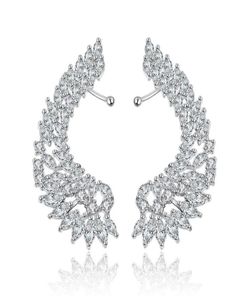 Ear Cuff SENYU Fashion Bridal Jewelry Luxury Lady039s CZ Crystal Angel Wing Sweep Wrap rings Rhodium Plating Climber rings 22119990743