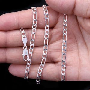 Kedjor 2mm Sier Plated Chain Halsband för kvinnor Män mode Guldfärger Chokerkedjor Passar pendellsmycken 16-30 tum Drop Leverans J DH5SV