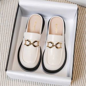 Trendy Baotou Half Slipers Flip Flops for Womens Summer Outwear Flat Bottom Shoes Women Sandals Sandles Teli Fenty Slide 240228