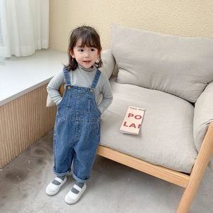 Children Overalls Boys Girls denim Pants Spring Summer all-match Jeans toddler kids Loose Jumpsuit 240226