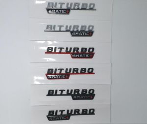 1pair Matte Black Chrome Turbo 4MATIC Biturbo 4matic Emblem Badge Fender Side Supercharge Logo Car Styling Sticker for Mercedes B4000814