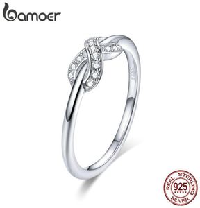 Bamoer 925 Sterling Silver Infinity Love Infinite Clear CZ Rings for Women Engagement Wedding Jewelry SCR4941443085