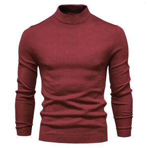 Maglioni da uomo Maglione primaverile Base Pullover Tinta unita Temperamento caldo Colletto centrale Multicolore