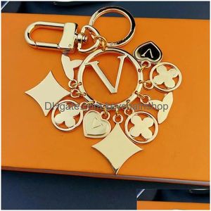 Keychains & Lanyards G Cd Tb Ff H Lanyards Luxury Pendants Key Chain Mens Carabiner Keychains Car Keyring Designers Keychain Female B Dhhvn