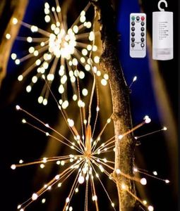 Fogo de artifício led corda de cobre luz buquê forma cordas luzes iluminação decorativa a pilhas com controle remoto para wedding8052418