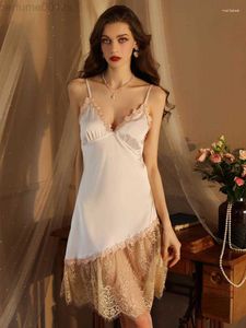 Kadın Placeswear 2023 Seksi Mini Nightgown Saten Lingerie Dantel Kemaş Nightdress Derin V Pijama Geceleri Ev Clothest10v