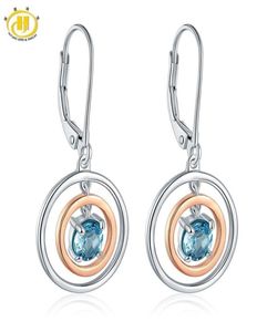 Natural Blue Topaz 925 srebrny klipsek do klipu Rose Gold Elegancki Elegancki kolczyka Ulubione kolczyki Prezenty imprezowe 20095551120