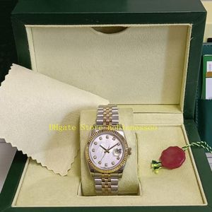 20 estilo real po com caixa relógio feminino senhoras automático 31mm ouro amarelo mop mãe pérola dial diamante ásia 2813 movimento mechan3174