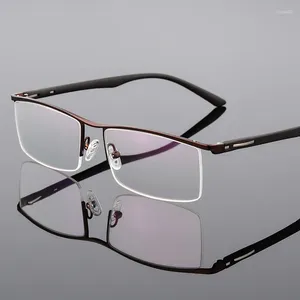 Okulary przeciwsłoneczne ramy eleccion pół obręczy metalowe szklanki rama dla mężczyzn okulary mody fajne optyczne okulary recepty p8831