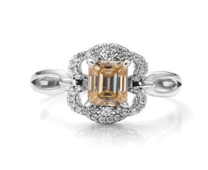 BoeyCjr 925 Silver 1ct 57mm Emerald Cut Champagne Moissanite VVS1 Pierścień Diamentowy Wedding Diamond Diamond For Women7361720