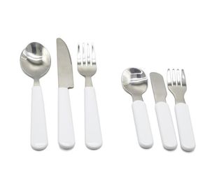 Sublimation Blank White Kids Knife Fork Spoon Cutlery Set Stainless Steel Silver Tableware Kitchen Dinner Sets Baby Feeding 2498 T6323541