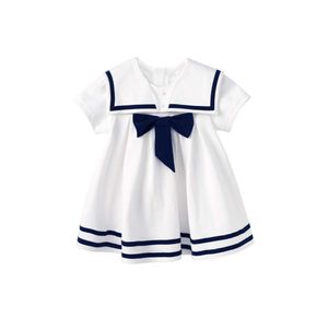 Pureborn Toddler Infant Baby Girl Sailor Dress Bowknot Sailor Collar Summer Breathable Cotton Beach Holiday Baby Girl Clothes Q0712637876