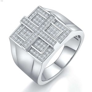 Mens Moissanite Ring 925 Sterling Silver Iced Out Rings for Men Heavy Hip Hop Diamond