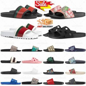 Designer Sandálias Chinelos Paris Borracha Slides Sandálias Floral Brocade Mulheres Mens Slipper Flat Bottoms Flip Flops Moda Listrado Praia Flores Bee Tiger Slide 36-45