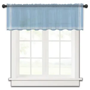 Cortina céu azul curto transparente janela tule cortinas para cozinha quarto decoração de casa pequenas cortinas de voile