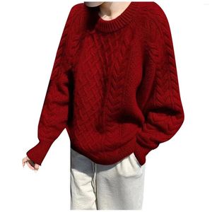 Kadın Sweaters Moda düz renkli kazak kazak uzun kollu yuvarlak boyun bükülme örme üst yumuşak sıcak çekme femme