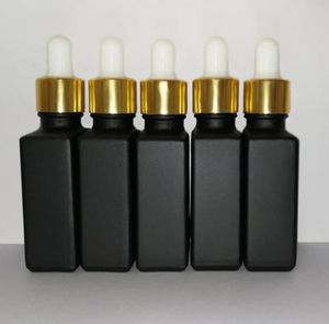 30 ml svart frostat glasreagenspipett dropparflaskor fyrkantig olja parfym flaskor rökoljor e flytande flaska med guld 4253849