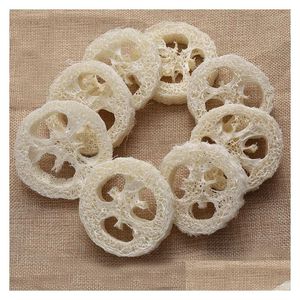 Narzędzia do kąpieli akcesoria hurtowe 100pcs naturalny loofah luffa loofa plastry ręcznie robione narzędzia do mydła