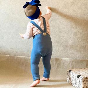 Leggings Strumpfhosen Niedliche Feste Hohe Taille Baby Atmungsaktive Säuglingsjungen Mädchen Hosenträgerstrumpfhose Herbst Strick Baumwolle Kinder Geerntete Trou2808276