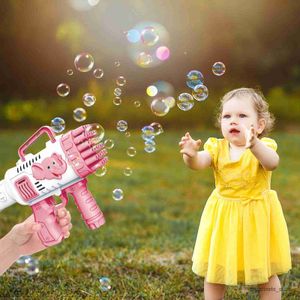 Sand Play Water Fun Electric Bubble Machine 32-hål Bubble Blower Soap Water Bubbles Maker Guns For Children Kid Summer Outdoor Toys