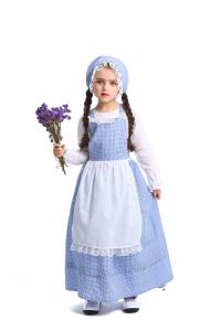 Kleider ColonialCostume PioneerDress für Kinder Langarm mit Hutschürze Prinzessin Party Kostümkleid