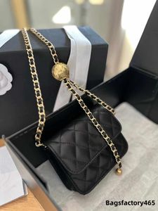 Mini bola de ouro mulheres designer carteira 13cm couro diamante treliça luxo bolsa axilas vintage bonito moeda bolsa ajustável corrente titular do cartão crossbody fanny pacote