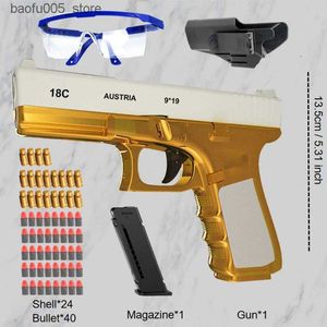 Sand Spielen Wasser Spaß Glock Spielzeug Pistole Weiche Kugel Spielzeug Pistolen M1911 Shell Ausgeworfene Schaum Darts Blaster Manuelle Airsoft Waffe mit Schalldämpfer Für Kinder Erwachsene Q240307