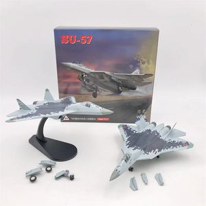 Diecast Metal Eloy 1/100 Scale Russian SU 57 SU57 Fighter Airplane Aircraft Model SU-57 Plan Model Toy for Collection 240223