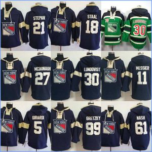 New York''rangers''hoodie 30 Lundovist 11 Messier 27 Mcdonagh 99 Gretzky 5 Girardi 18 Staal 21 Stepan 61 Nash Custom Hockey Jerseys Men Women Youth