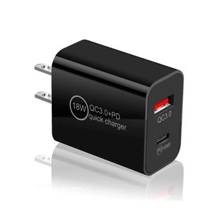 OEM Высококачественное 18W PD Зарядное устройство Dual USB Quick Charger USB QC3.0 Тип C Стенное зарядное устройство 12 Вт США/ЕС/Великобритания Адаптер плагин для iPhone 14 Мобильный телефон