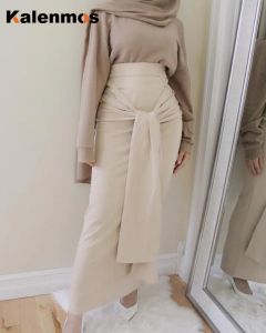 Sukienki spódnica kobiety abaya tureckie Indie muzułmańska wstążka koronka etniczna maxi długie spódnice suknia Dubai Islamska partia kaftan femme marokan