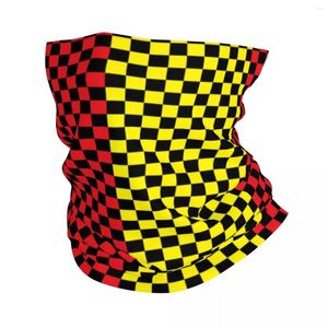 Банданы шахматная доска красный и желтый черный клетчатый узор бандана зимняя теплая одежда для шеи мужской шарф для лица для лыжных гетр повязка на голову