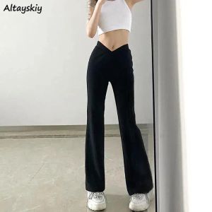 Капри, повседневные брюки, женские простые повседневные универсальные сексуальные брюки в корейском стиле, базовые летние расклешенные брюки для девочек, модные, тонкие, уютные для отдыха
