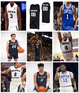 ステッチされたカスタム42タイロンヒル5トレボンブルーエット54ショーンO039MARA 55 JP MACURA XAVIER MUSKETEERS COLLEGEN COLLEGEN WOMEN YOUTH JERSEY9612291