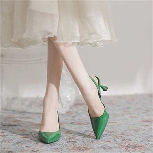 Top Summer Sandal Kadınlar Deri Moda Single Ayakkabı İnce Topuk Noktalı Ayak parmağı Sarma Hava Sandalları 240228