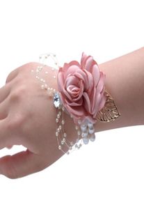 Neue schöne Seidenband bunte Hochzeit Handgelenk Blume Braut Brautjungfern Handgelenk Corsagen Braut Handgelenk Blumensträuße Frauen künstliche Fl4290837