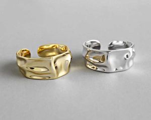 Real 925 Sterling Silver Finger Rings for Women 2 Layred Gold Colors Trendy Fine Jewelry Large Adjustable Antique Rings Anillos Q07756092