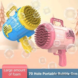 Sand Play Water Fun 23/70 Hole Automatic Bazooka Bubble Gun Gatling Bubble Machine For Children Bubble Blower For Kids Soap Maker Boy Toys