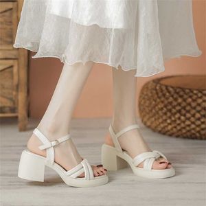 بيع سميك Soled Fairy Standals Flop Flop for Women Summer Highmenge Sponge Cake with Soft Sole Line Line Strap Womens Sandles Heels 240228