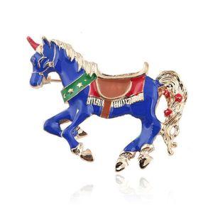 Märchenwelt Blaue Einhorn-Brosche, personalisierter und kreativer Unisex-Clip, öltropfendes Pony-Tier-Brosche