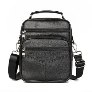 Bolsa masculina de couro genuíno pequena moda masculina ombro crossbody maleta tote