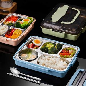 Bento Boxes 304 Rostfritt stål Lunch Box Student Canteen Mikrovågbar Bento Portable Isolation Fack Lunchbox Food Containers L240307