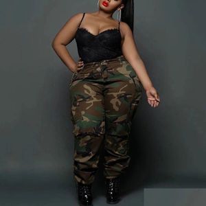 Women'S Plus Size Pants Plus Size Pants 4Xl 5Xl Camouflage Print For Women Fat High Waist Fashion Evening Night Club Wear Trousers Dr Dha21