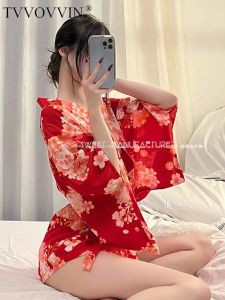 Dress Sexy TVVOVVIN Cosplay Japanese Cute Print Kimono High Waist Mini Dress Hot Sexy Kawaii Pink Red Robe Women Tops 2022 Summer J0P