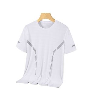 男性用の夏の夏のためのアイスシルク短袖Tシャツ薄いメッシュ通気性のクイック乾燥スポーツ、フィットネス、ランニング、パパの夏の服