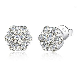 Fine Jewelry Valentines Day Holiday Gift 925 Sterling Silver Moissanite Diamond Halo Stud Earring for Women