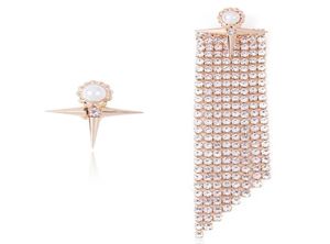 Wholefashion Luxury Designer Full Rhinestone Diamond Sismlytry Long Tassel Pearl Stud earrings for Women2059629