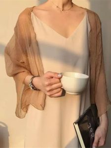 Cardigans 2022 NYA SUMMER Autumn Fashion Women Chiffon Cardigan Sheer Casual Korean Style See Through Transparent Loose Basic Top ZY7066